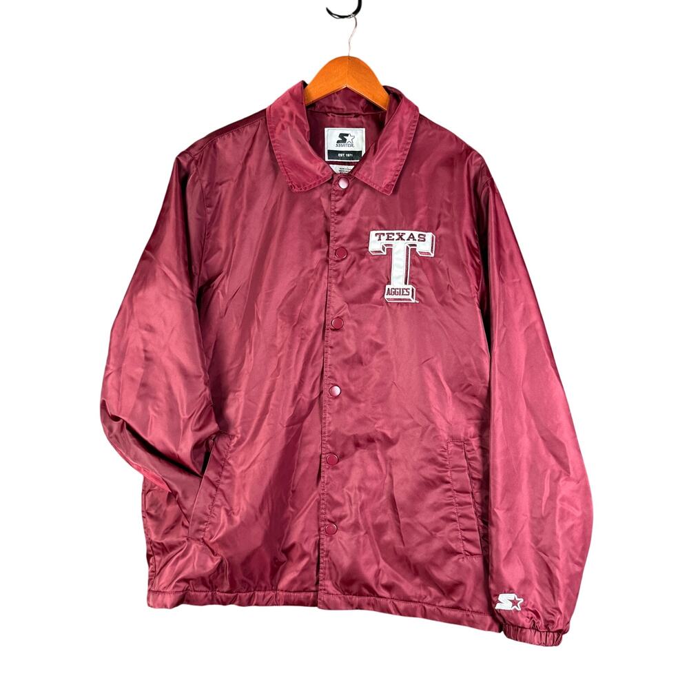 Texas A&M Aggies Starter G-III Satin Bomber Jacket Stitch Maroon Men’s‎ XL NCAA